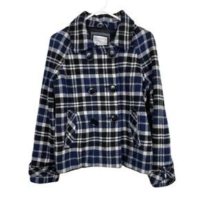 Aeropostale women's wool blend plaid peacoat, Y2k.